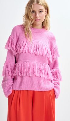 Pull Essentiel à franges rose Pull Essentiel à franges rose