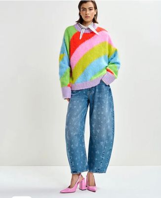 Jean’s Essentiel barrel cropped a imprimé fleuri bleu