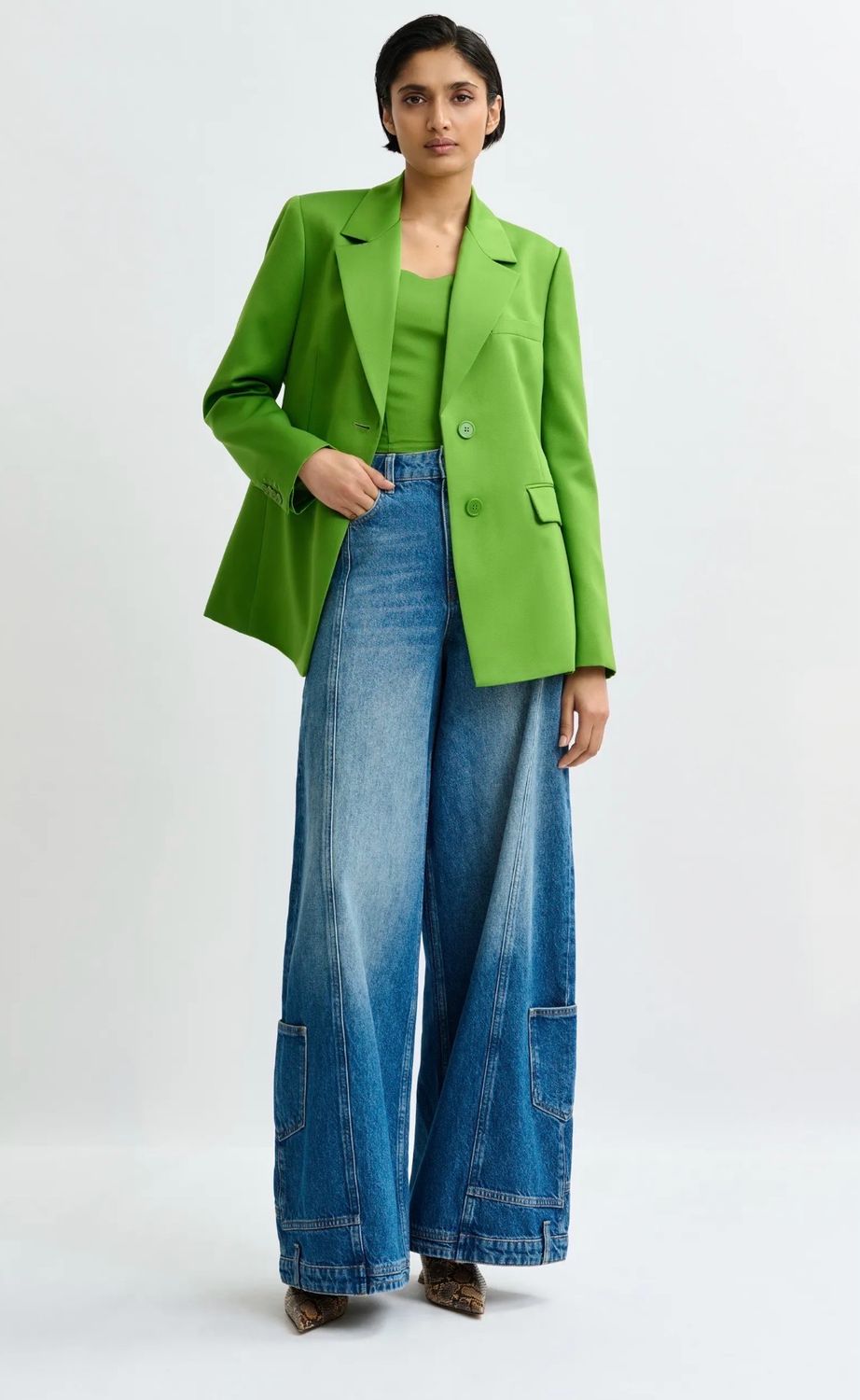 Blazer Essentiel à simple boutonnage vert