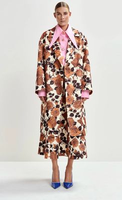 Manteau Essentiel à boutonnage croisé blanc cassé et brun