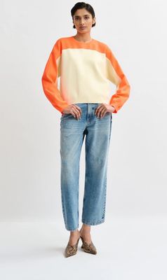 Pull Essentiel en maille blanc cassé et orange