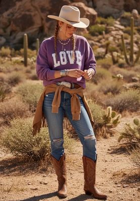 Sweat-shirt love mauve