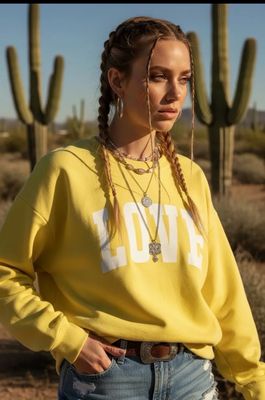 Sweat-shirt love jaune