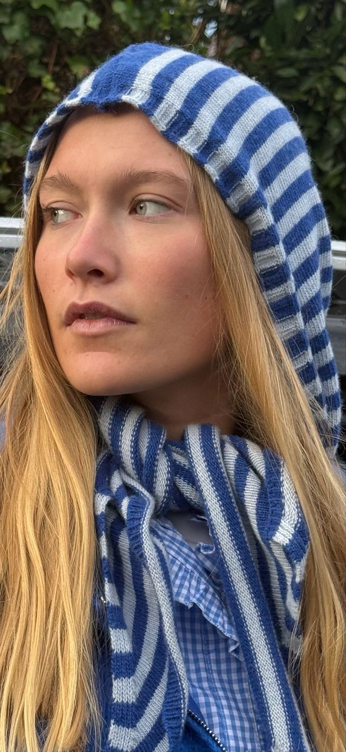 Cagoule lignée bleu bic/ ciel