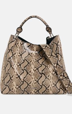 Cabas Essentiel a imprimé serpent brun clair et foncé