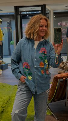 Chemise Flower laCabane jeans foncé