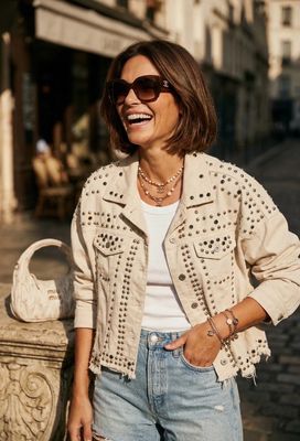 Veste clou Melly beige la Cabane