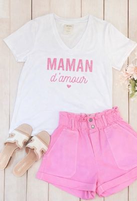 TEE shirt maman d’amour rose tendre la Cabane
