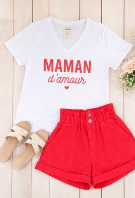 TEE shirt Maman d’amour rouge la Cabane
