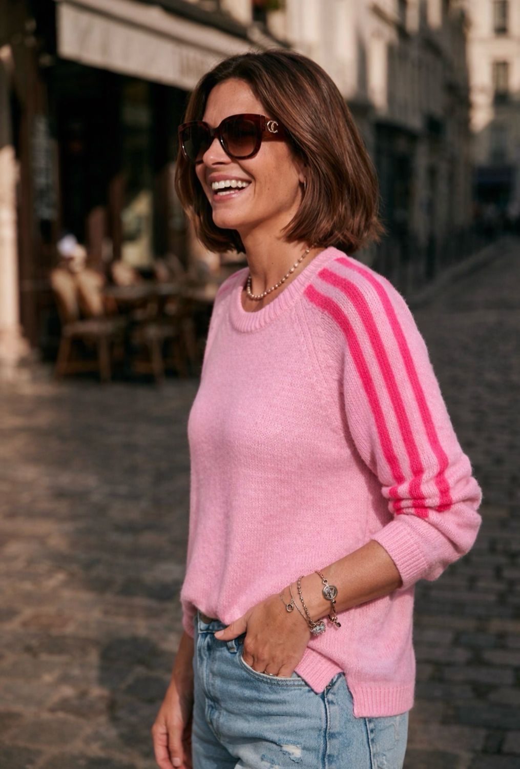 Pull arc en ciel rose La Cabane Pull arc en ciel rose La Cabane