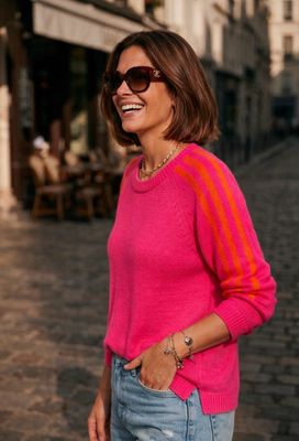 Pull arc en ciel Fushia la Cabane Pull arc en ciel Fushia la Cabane