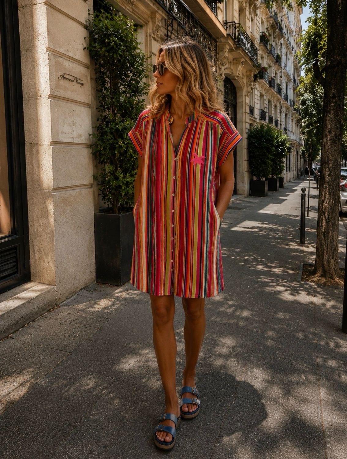 Robe courte multi strip La Cabane