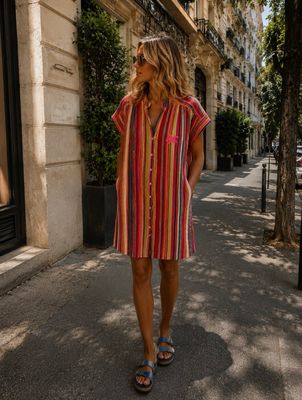 Robe courte multi strip La Cabane