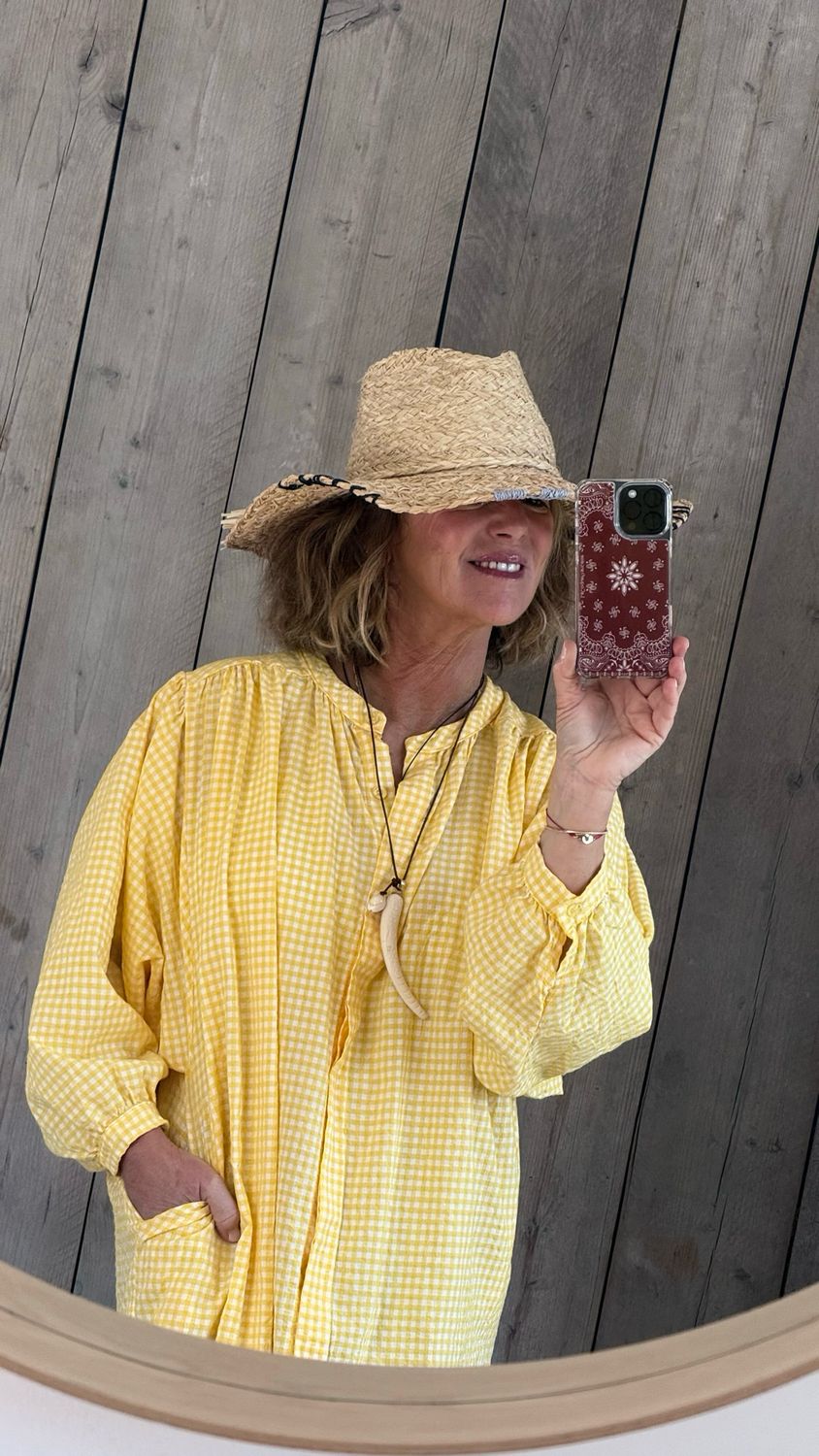 Robe longue Vichy jaune