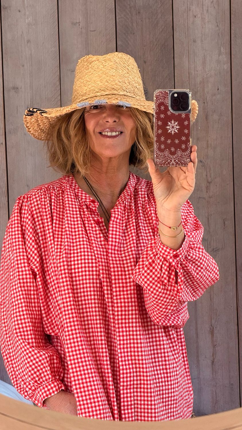 Robe longue Vichy rouge