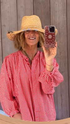 Robe longue Vichy rouge