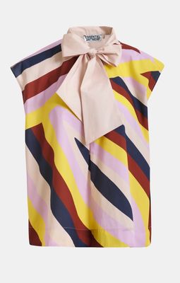 Top lavallière Essentiel graphique sans manches crème et multicolore