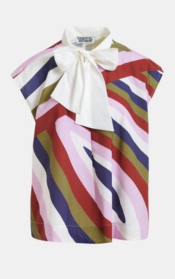 Top lavallière Essentiel graphique sans manches blanc cassé et multicolore