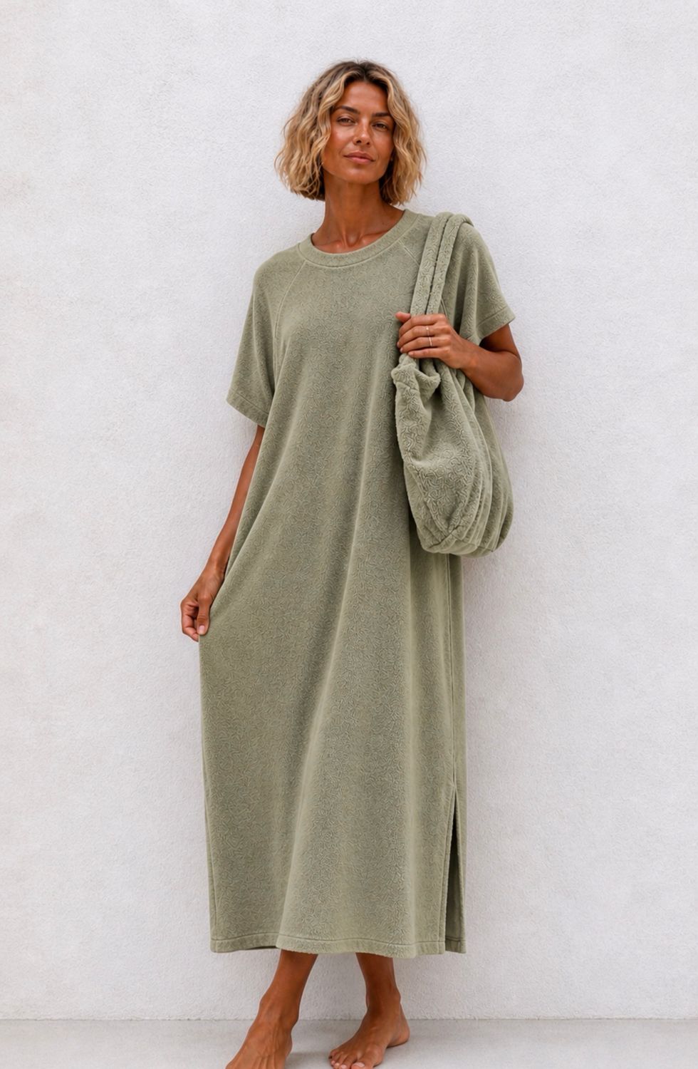 Robe éponge Lou kaki