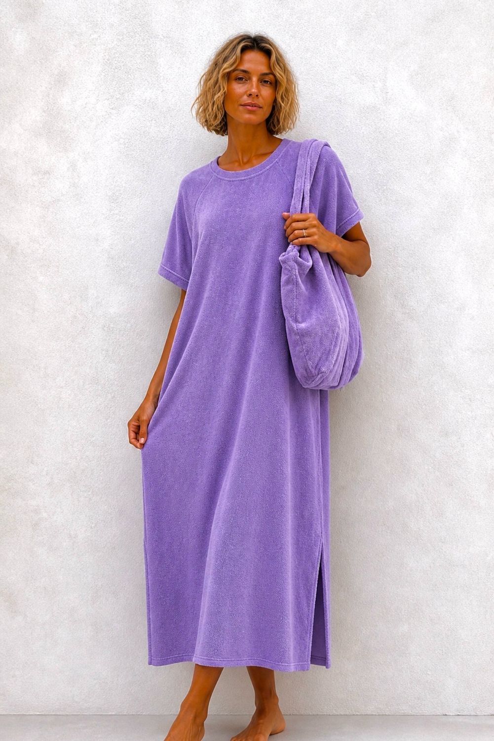 Robe éponge mauve Lou