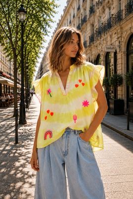Chemise tye et dye jaune la Cabane