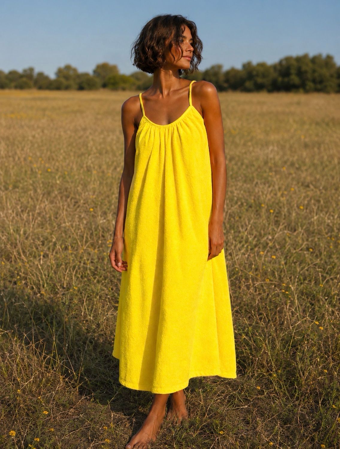 Robe Simone en éponge jaune