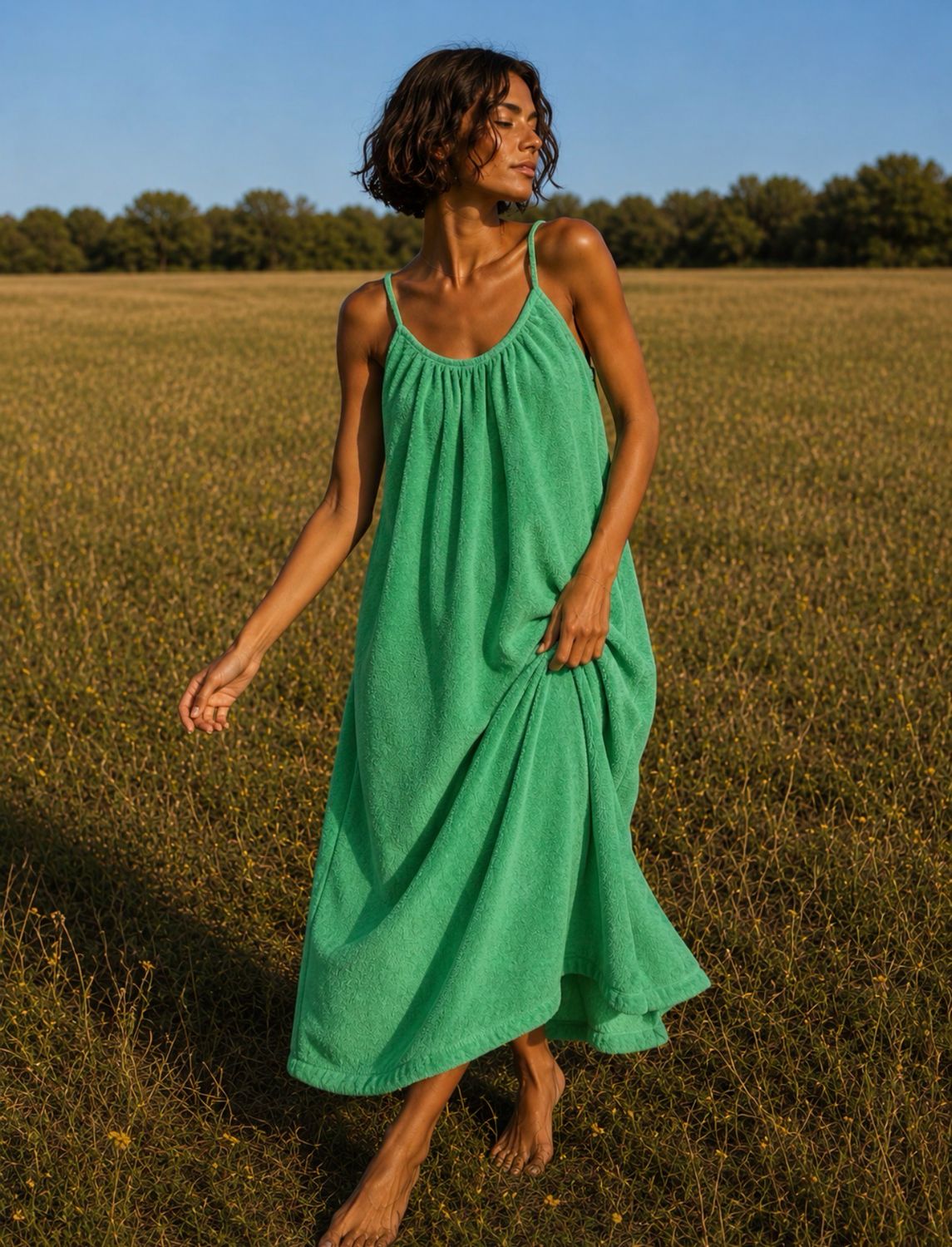 Robe Simone en éponge verte Robe Simone en éponge verte