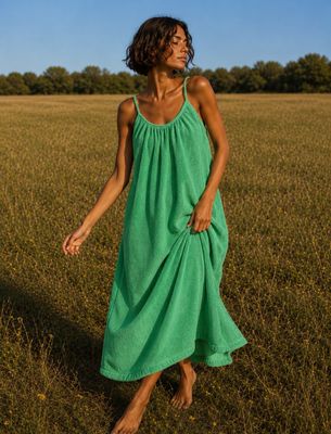 Robe Simone en éponge verte Robe Simone en éponge verte