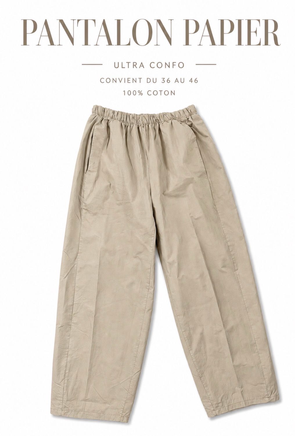 Pantalon papier beige