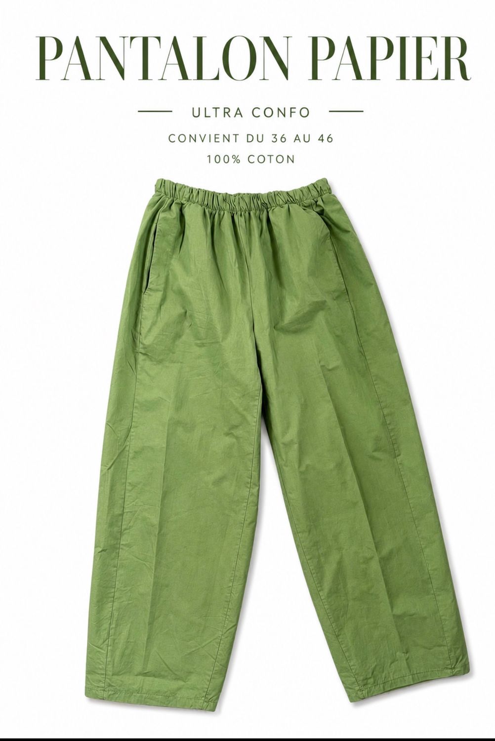Pantalon papier kaki clair