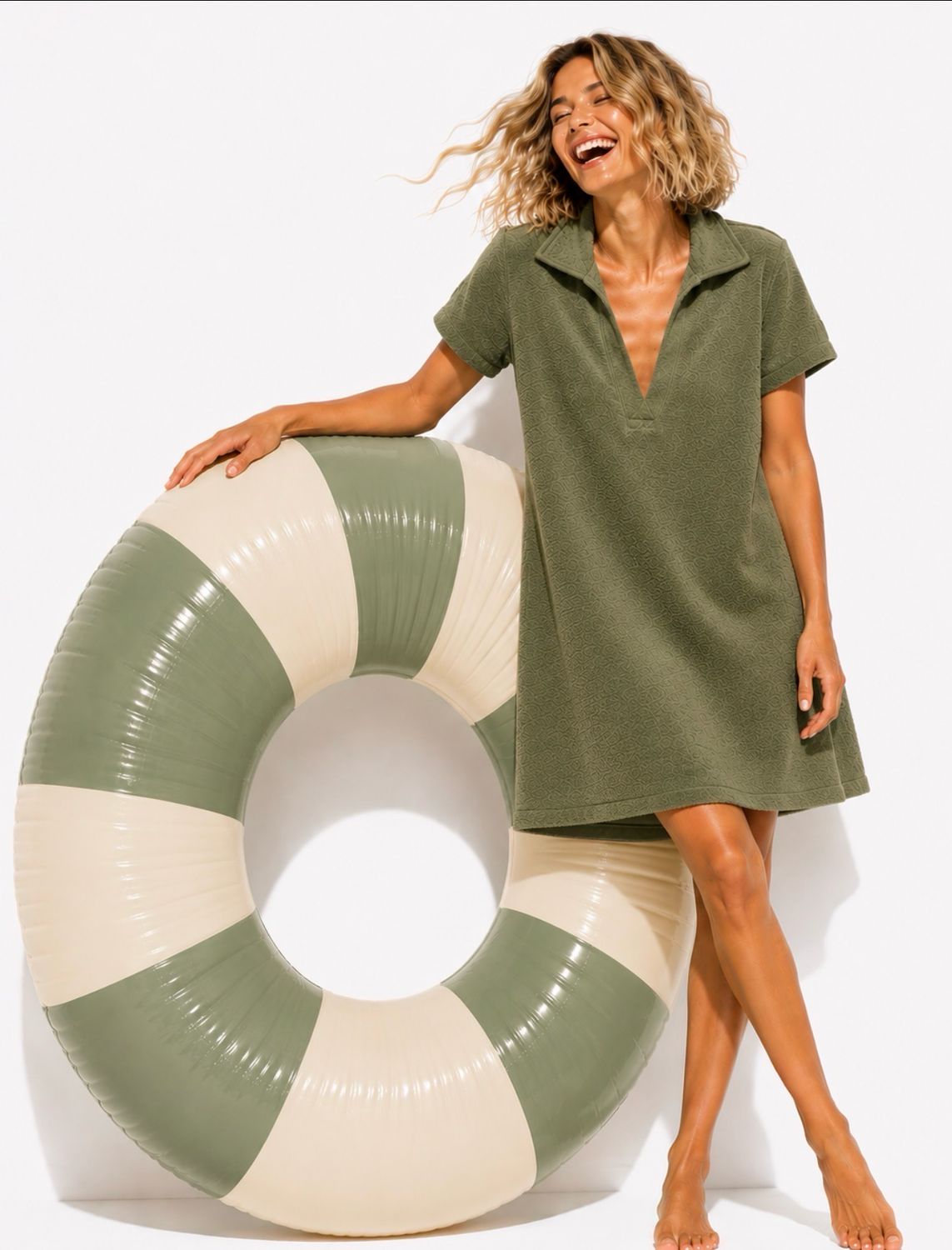 Robe en éponge kaki