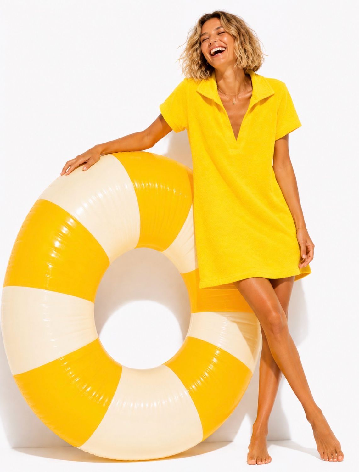 Robe en éponge jaune