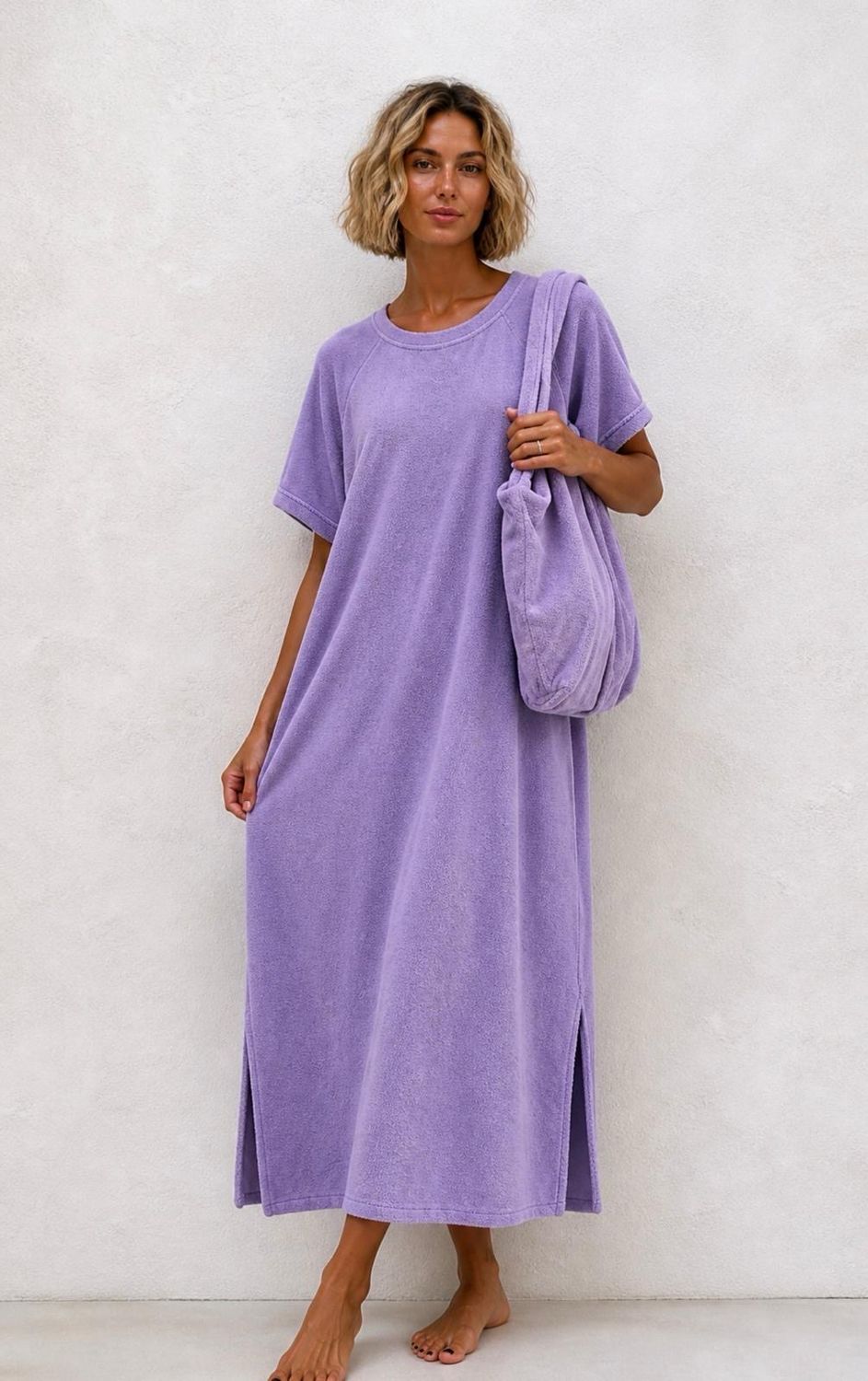 Robe éponge Lou mauve