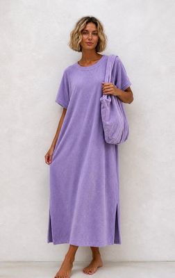 Robe éponge Lou mauve Robe éponge Lou mauve