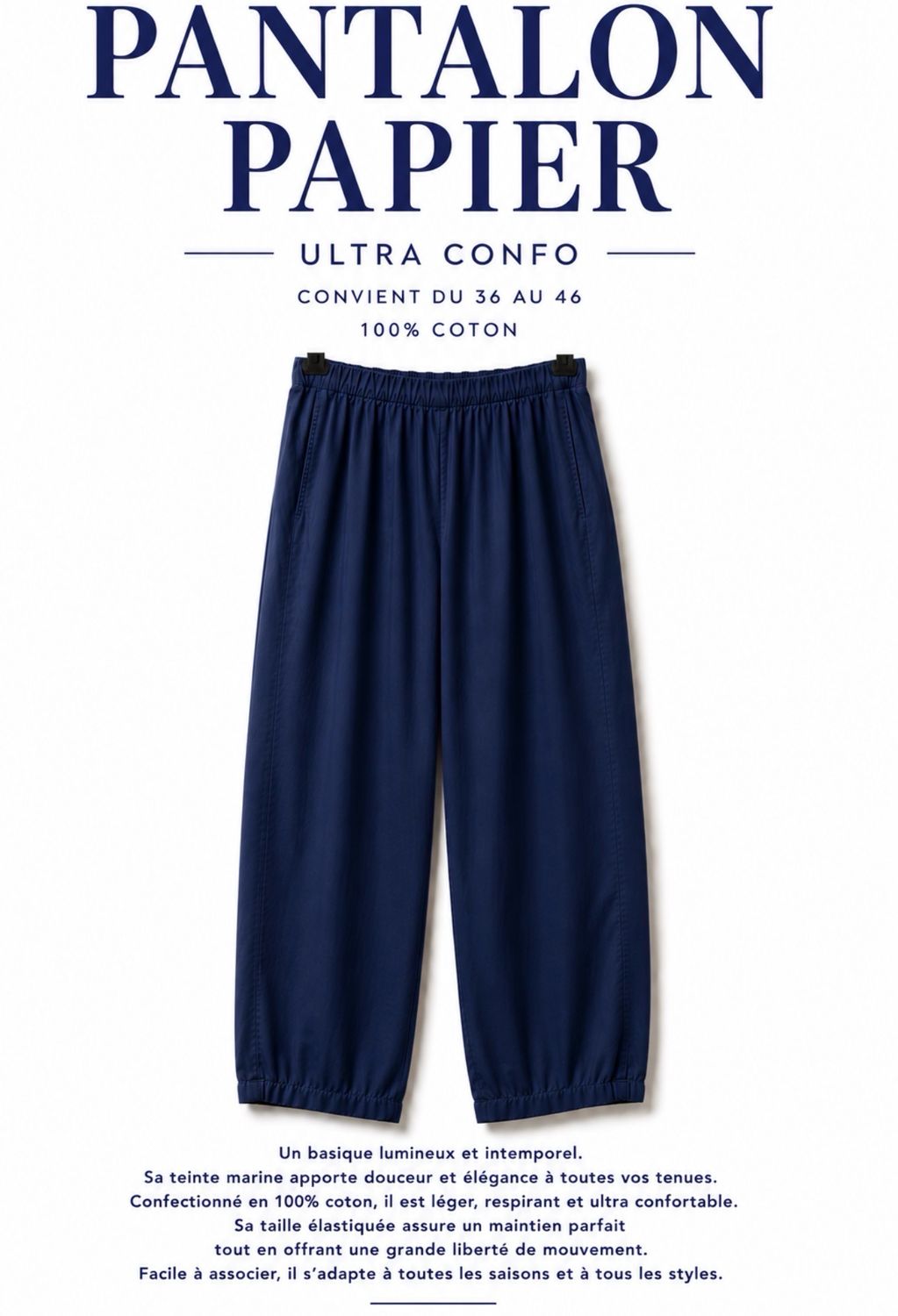 Pantalon papier Navy Pantalon papier Navy