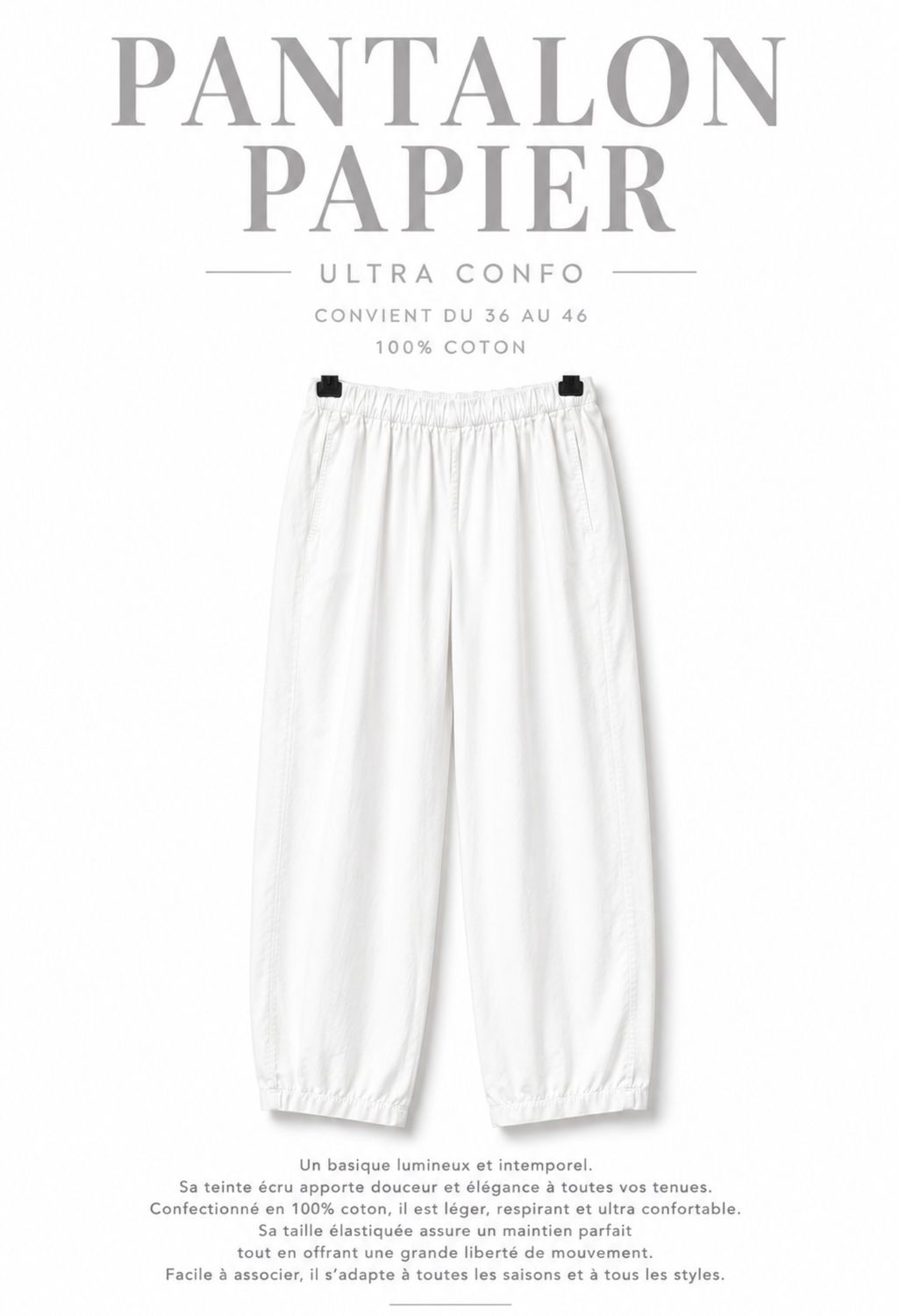 Pantalon papier blanc Pantalon papier blanc