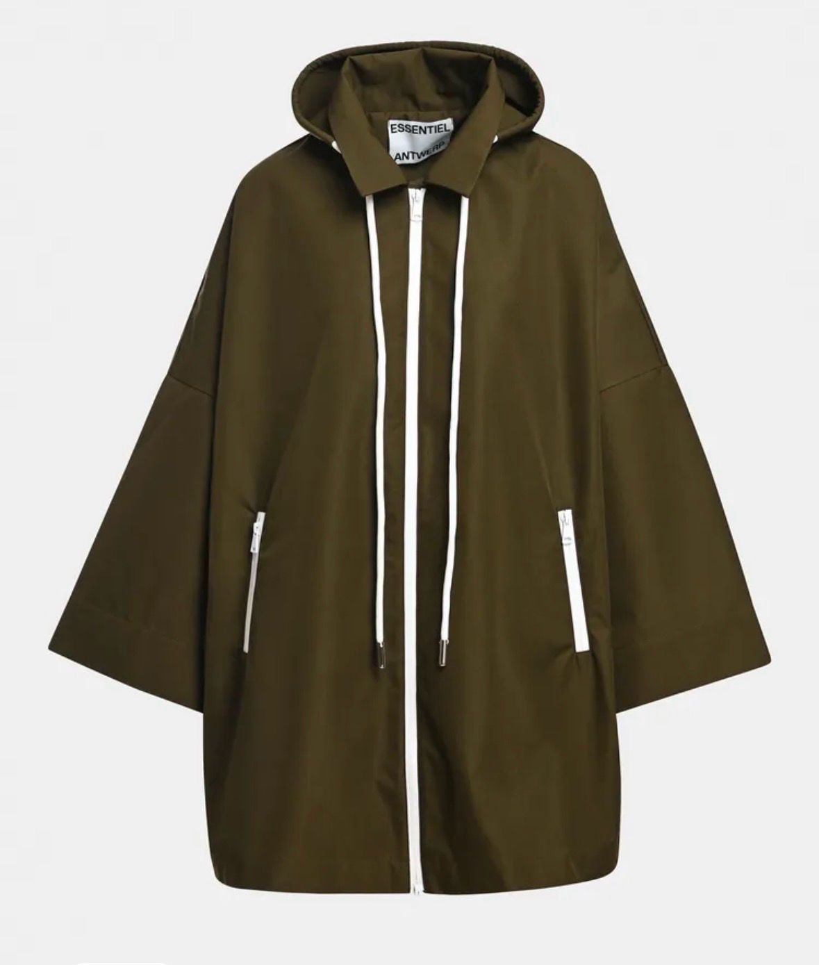 Imperméable Essentiel oversize à capuche kaki