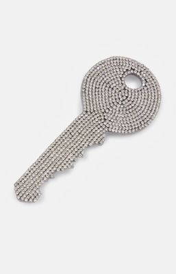 Broche Essentiel en forme de clé à strass argentée Broche Essentiel en forme de clé à strass argentée