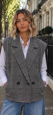 Gilet carreaux gris la Cabane