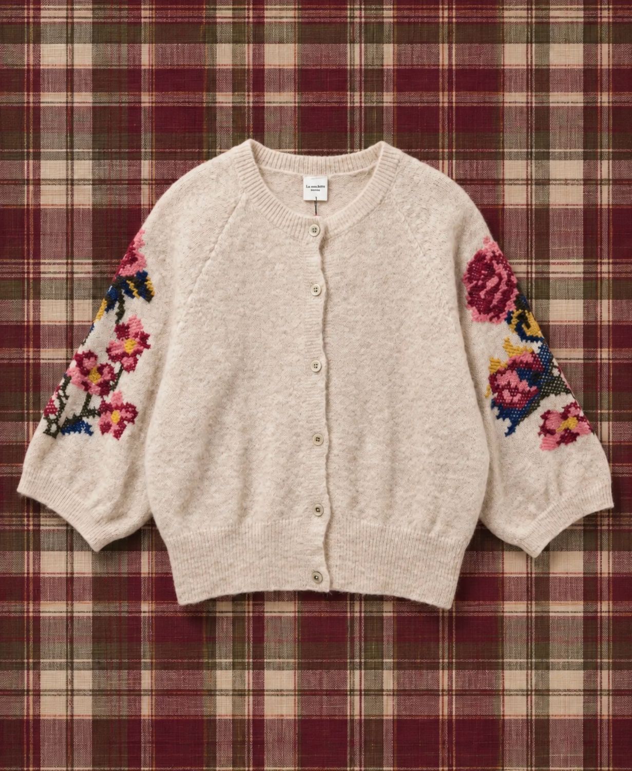 Cardigan brodé écru
