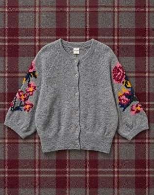 Cardigan brodé gris