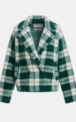 Cardigan croisée Essentiel à carreaux vert et blanc cassé Cardigan croisée Essentiel à carreaux vert et blanc cassé