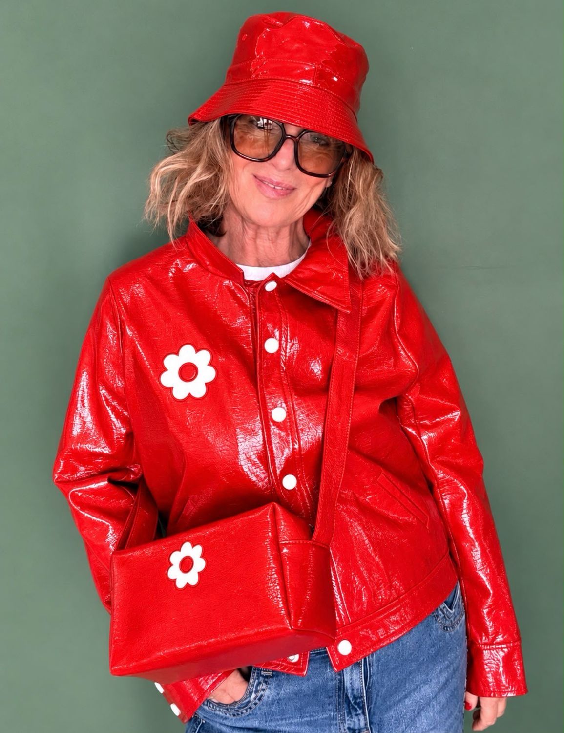 Veste Georgette rouge vif
