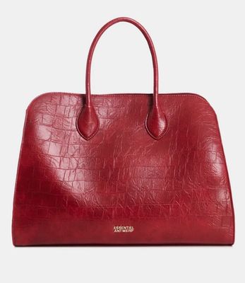 Cabas Essentiel en faux cuir croco rouge