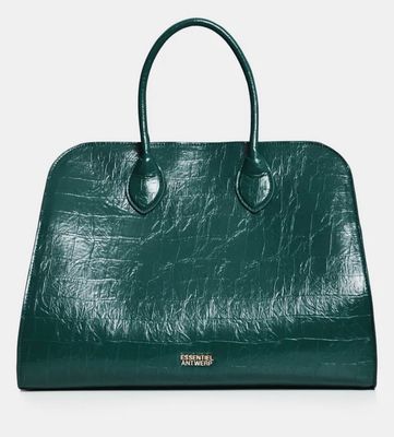 Cabas Essentiel en faux cuir croco vert foncé