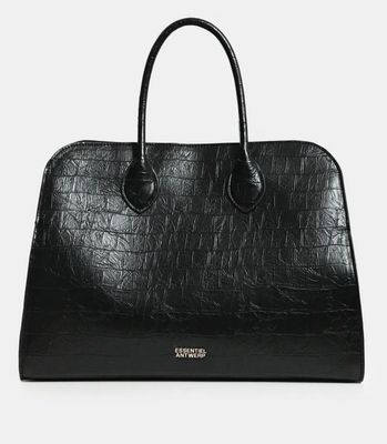 Cabas Essentiel en faux cuir croco noir