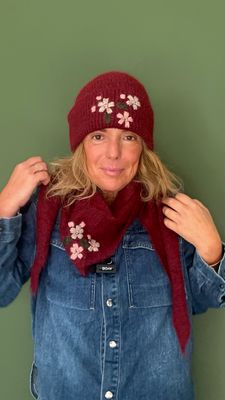 Ensemble bonnet bandana Bordeaux