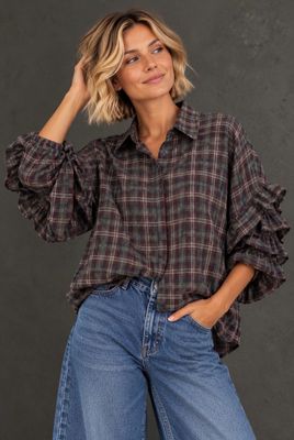 Chemise à carreaux kaki la Cabane