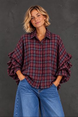 Chemise à carreaux bordeaux la Cabane