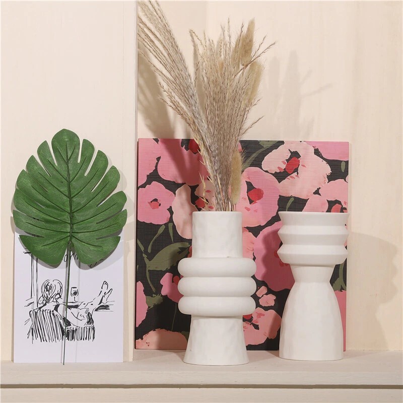 Skandi Style Vase Keramik creme weiß